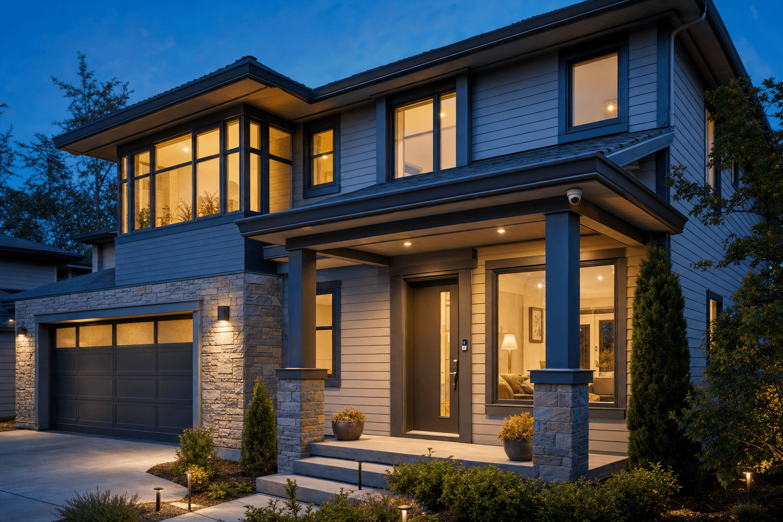 Modern home with professionally installed smart security technology